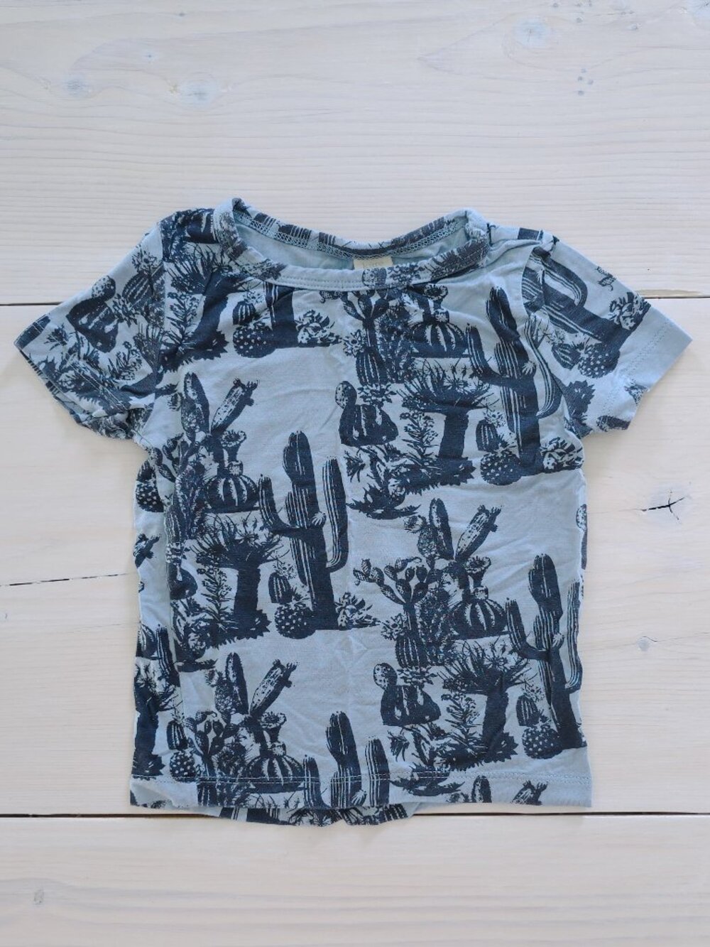 Kate Quinn Cactus Blue and Navy Bamboo Toddler Tee 18-24 Months